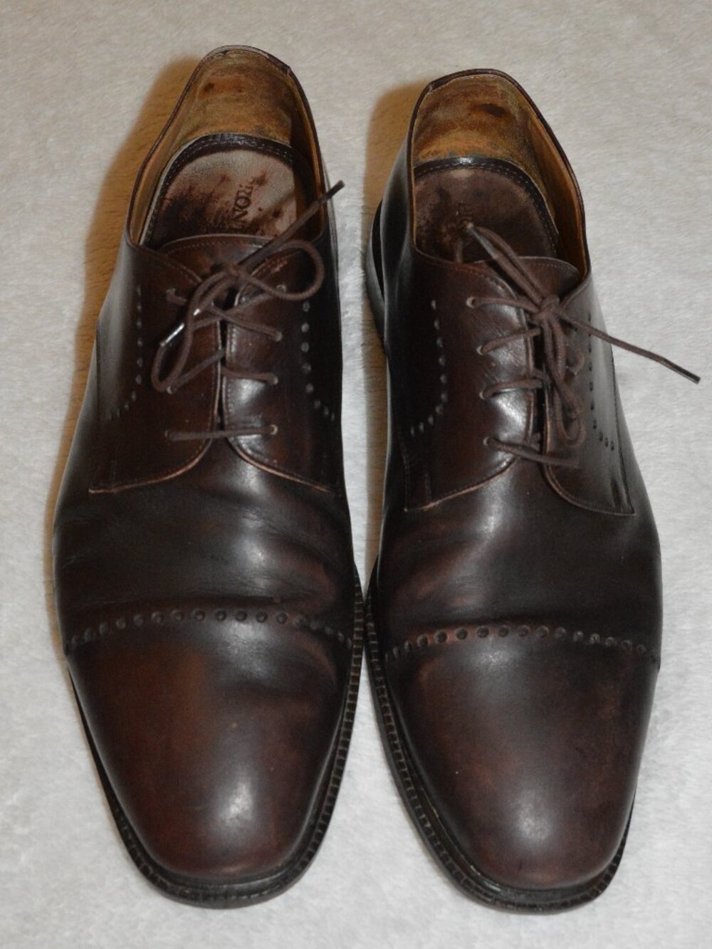 Pronto Uomo Firenze Italy Brown Leather Cap Toe Dress Shoes Men's size 10